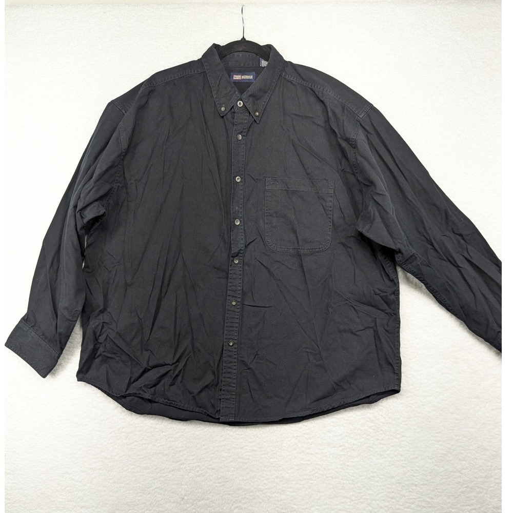 Faded Glory 2EX Button Down Shirt Harley Davidson Embroidered Back Black‎